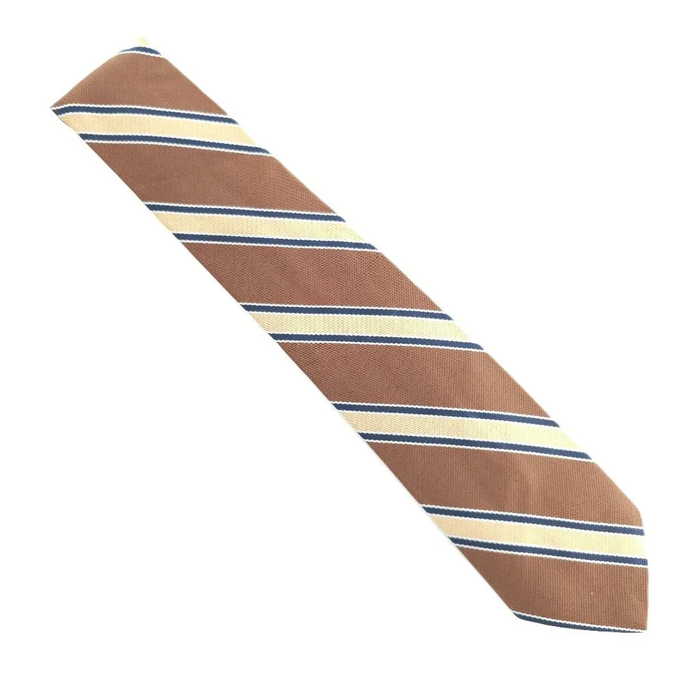 McCurdy's Men Necktie Striped Polyester Brown Blue Beige Size 57x3 - NWOT