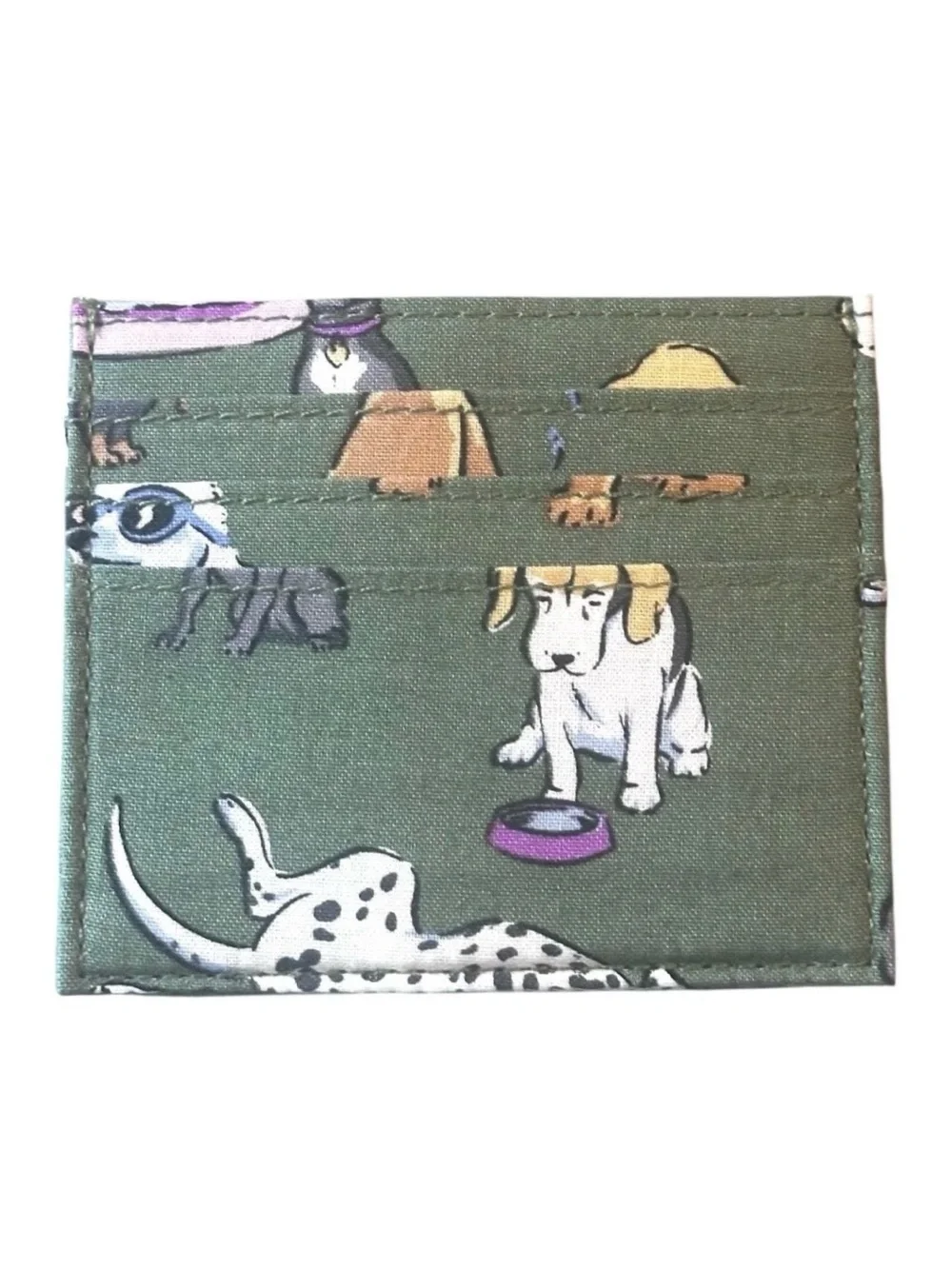 Vera Bradley Green Slim 6 Slot Dog Park Card Case/ Wallet NWOT