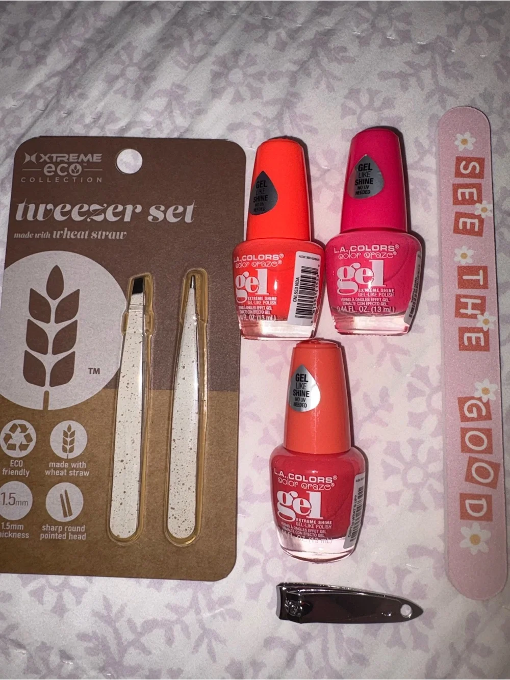 L.A. Colors Gel-Like Nail Polish Trio in Coral, Hot Pink & Orange