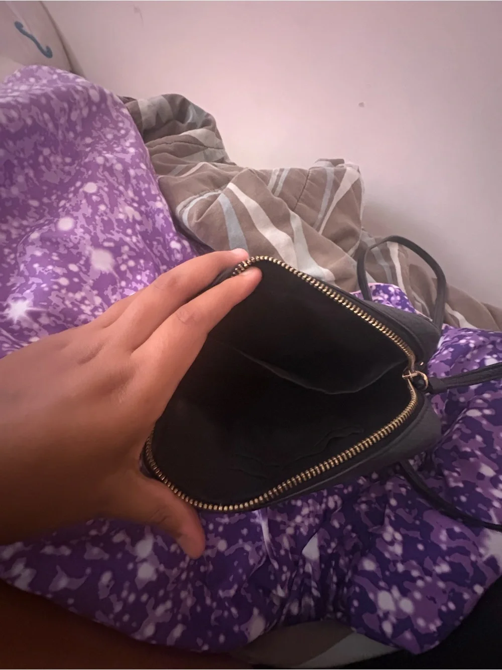Coach Black Pebbled Leather Mini Crossbody with Gold Logo
