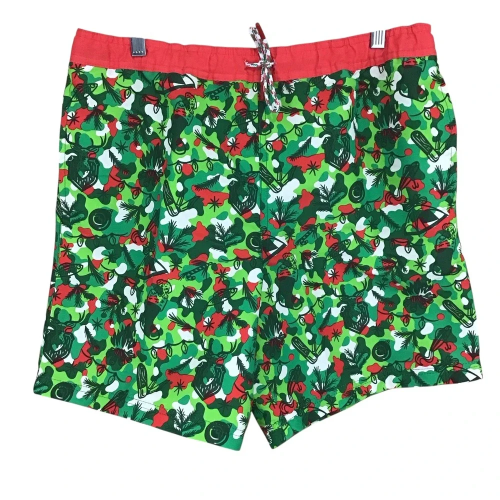 Magellan Outdoors‎ Mens Fish Gear Swim Trunks Shorts Size S Green Camo Christmas