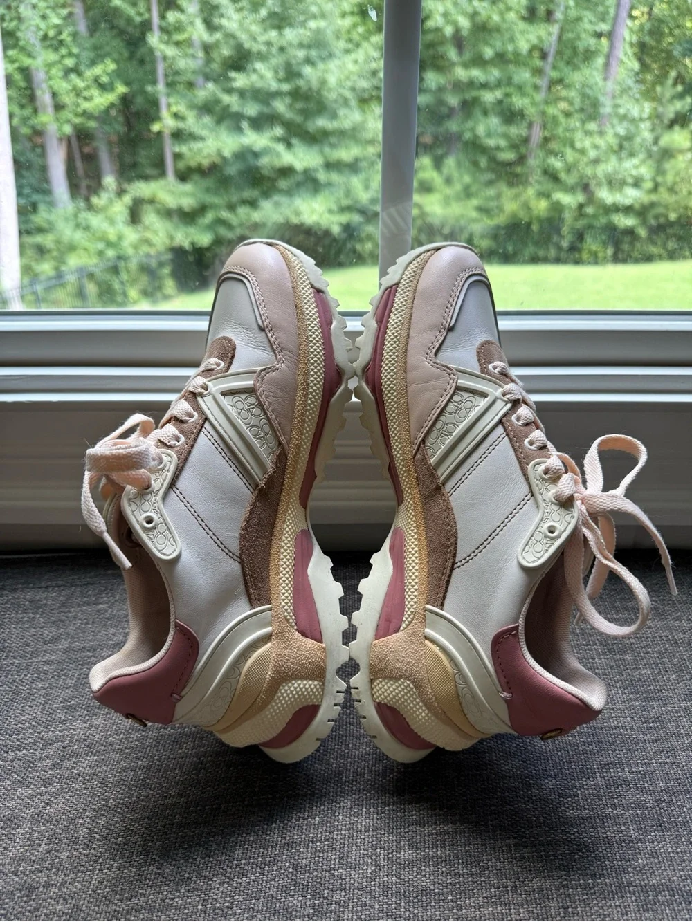 COACH C143 Women’s Pastel Leather & Suede Runner Sneakers