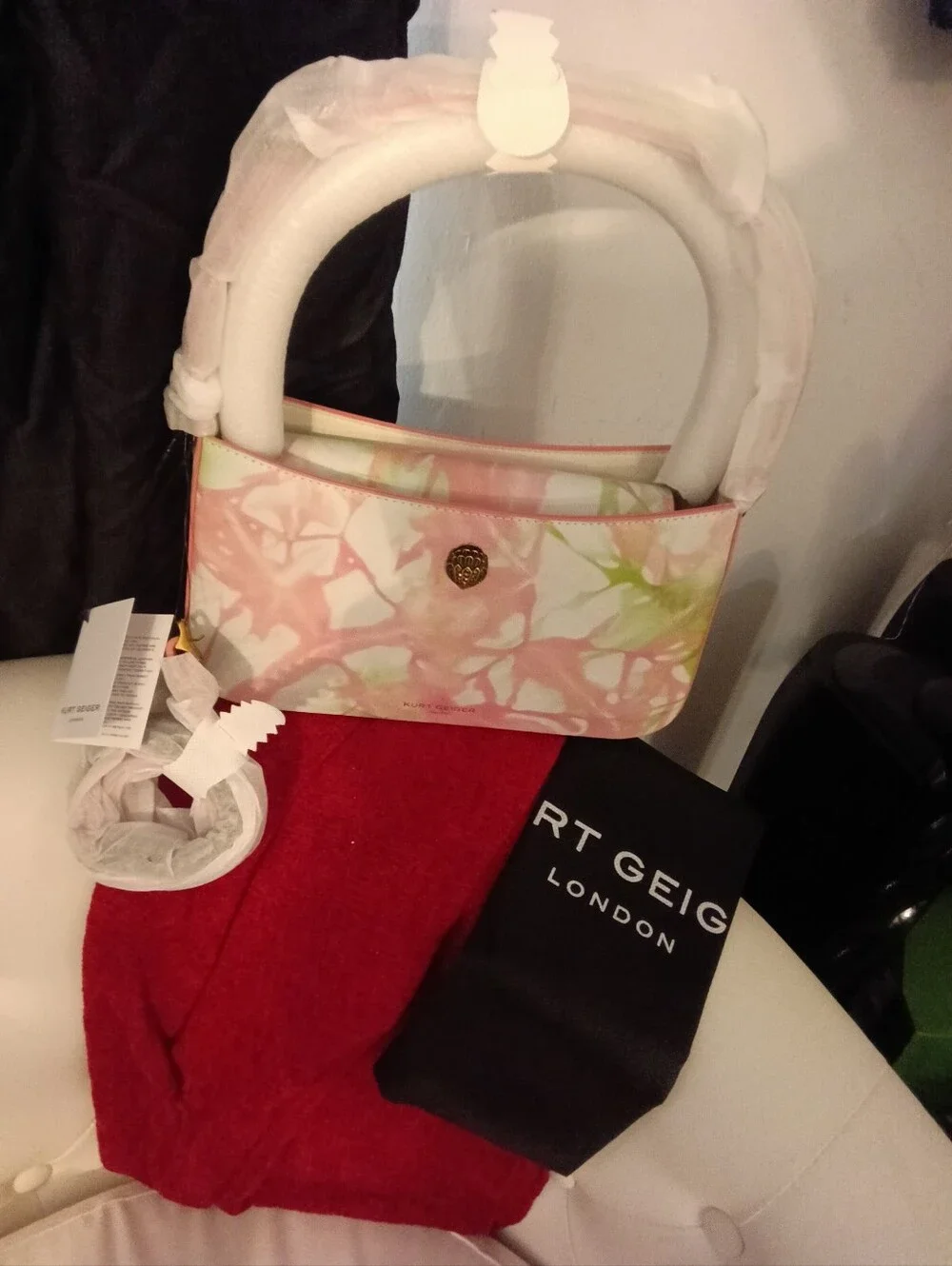 KURT GEIGER LONDON BOND Pastel Pink & Green Tie-Dye Mini Tote
