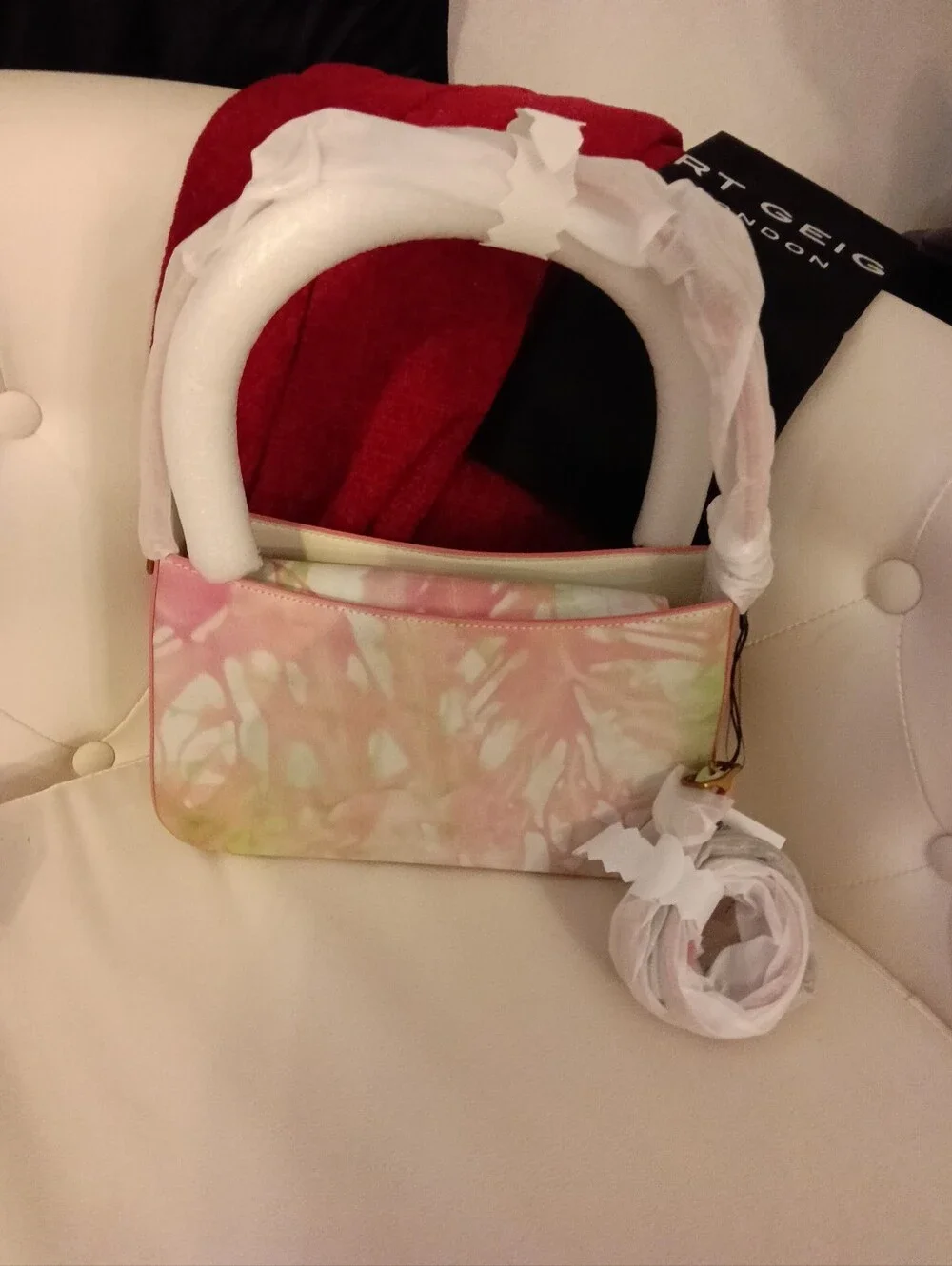 KURT GEIGER LONDON BOND Pastel Pink & Green Tie-Dye Mini Tote