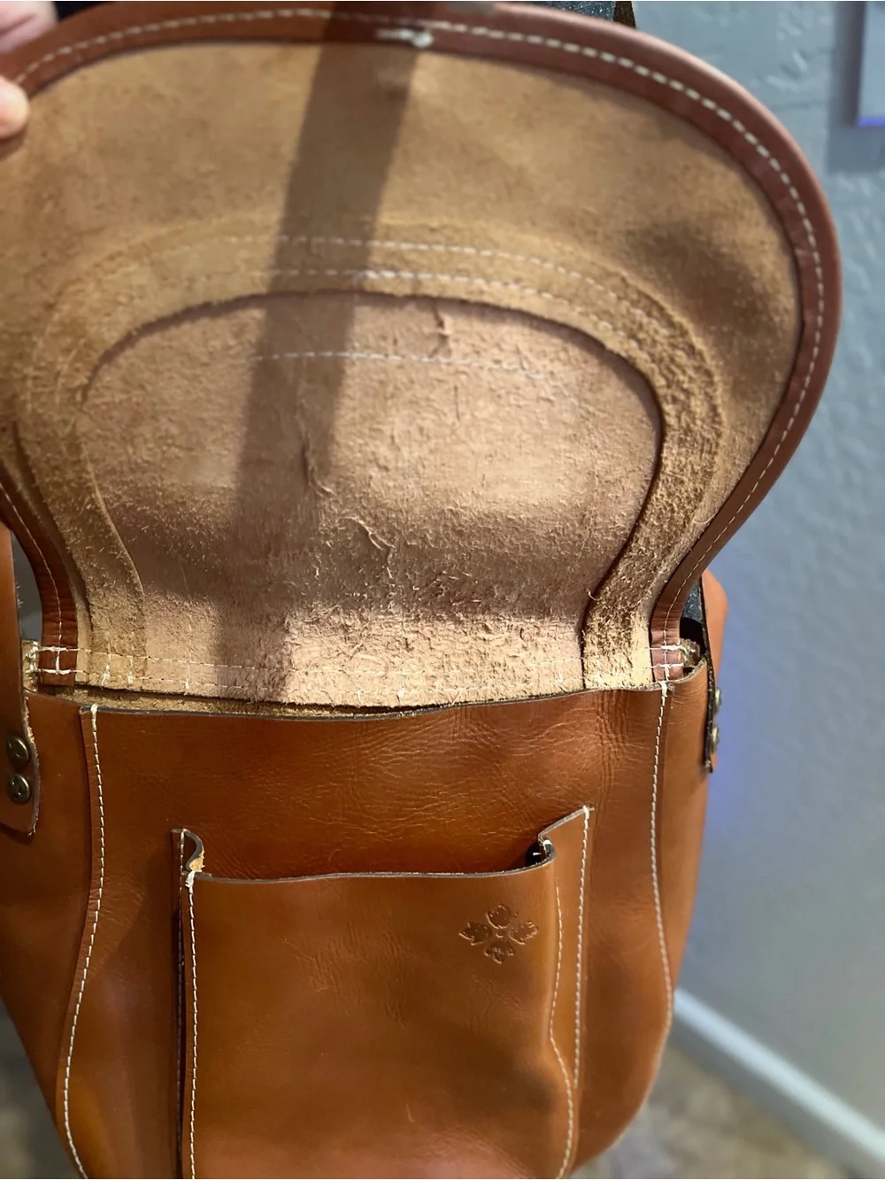 Patricia Nash Cognac Leather Crossbody Saddle Bag