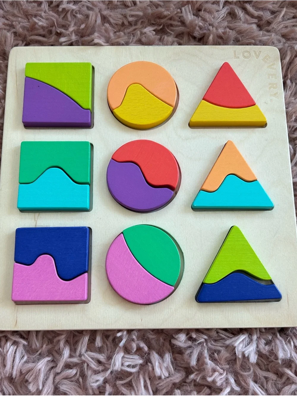 Lovevery Colorful Shape-Matching Puzzle Board for Kids - Multicolor