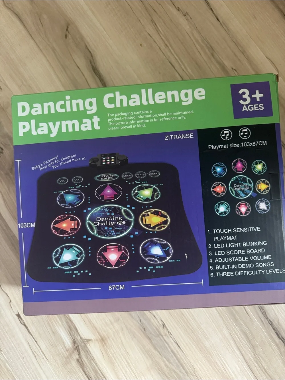 ZitransE Dancing Challenge Playmat - Black with Multicolor LEDs