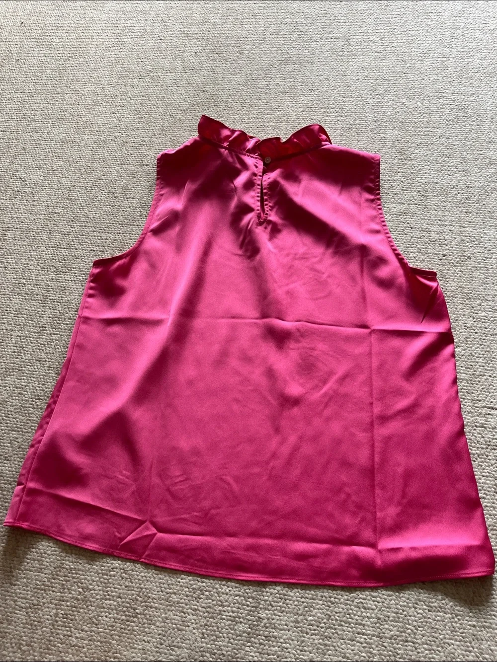 J. Crew Fuchsia Sleeveless Satin Ruffle-Neck Camisole with Bow