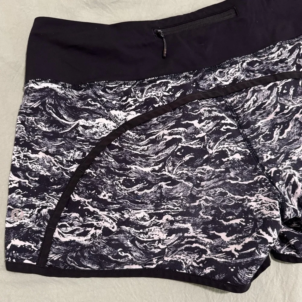 Lululemon Run Times Short Nami Wave off-White Black / Black Size 8