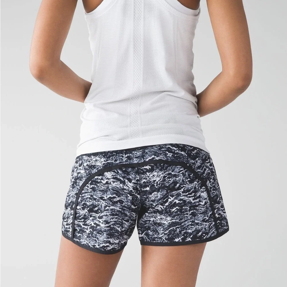 Lululemon Run Times Short Nami Wave off-White Black / Black Size 8