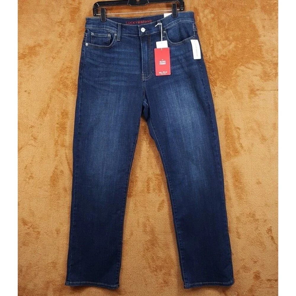 Lucky Brand Jeans Mens Size 33x32 Dark Wash 181 Relaxed Straight Fit Coolmax