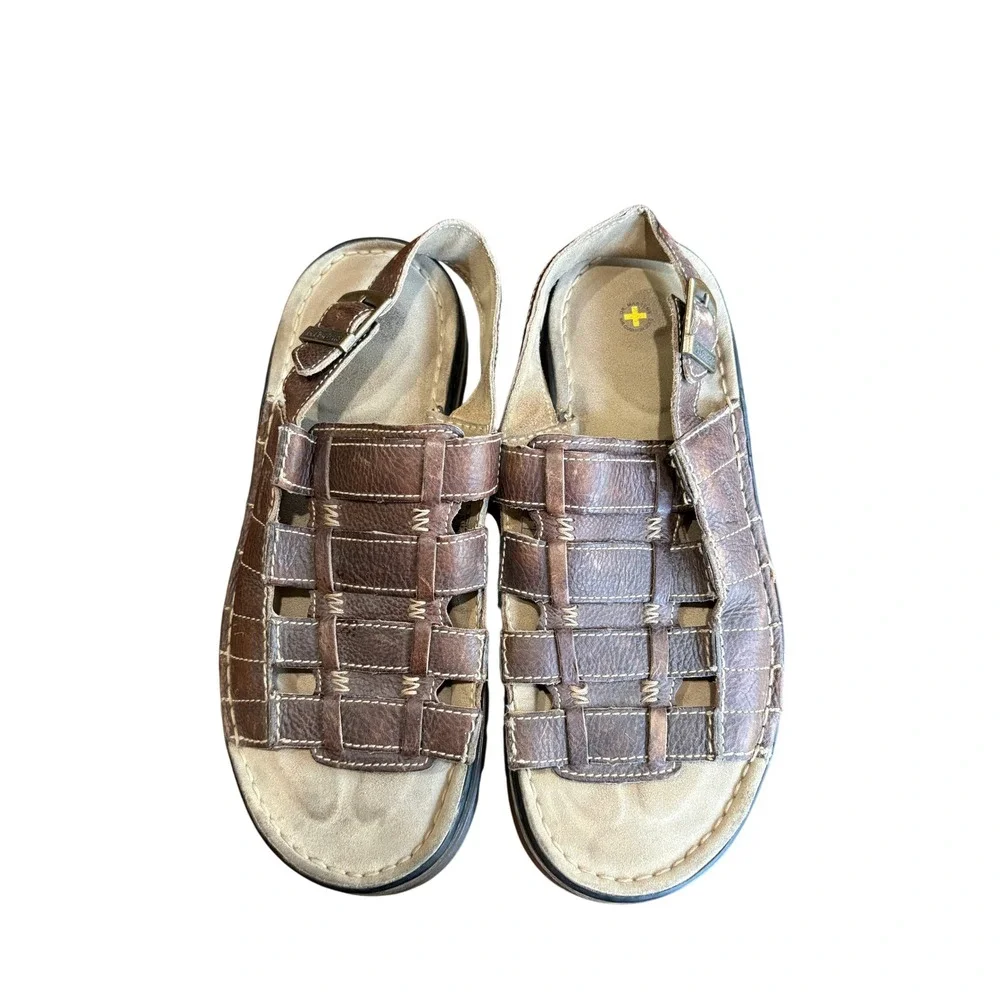 Rugged Dr. Martens Mens Brown Leather Fisherman Sandals AirWair Buckle Strap