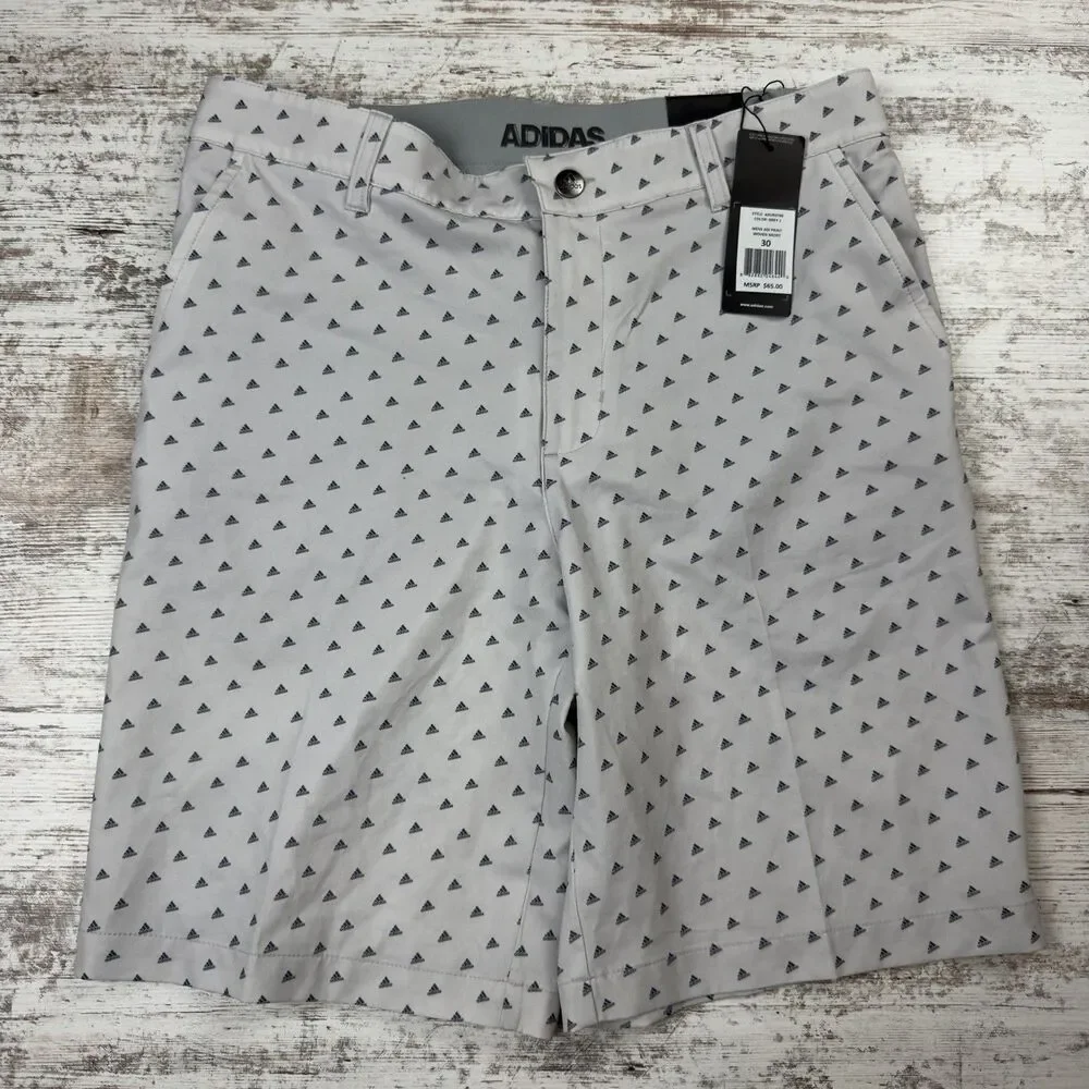 Adidas Ultimate 365 Golf Shorts Mens 32x8” Adi Print Gray Stretch Woven New