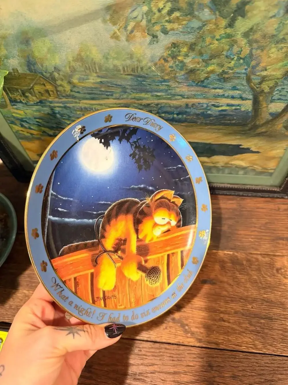 Danbury Mint 1990 Garfield Collector Plate - Dear Diary Series: What A Night