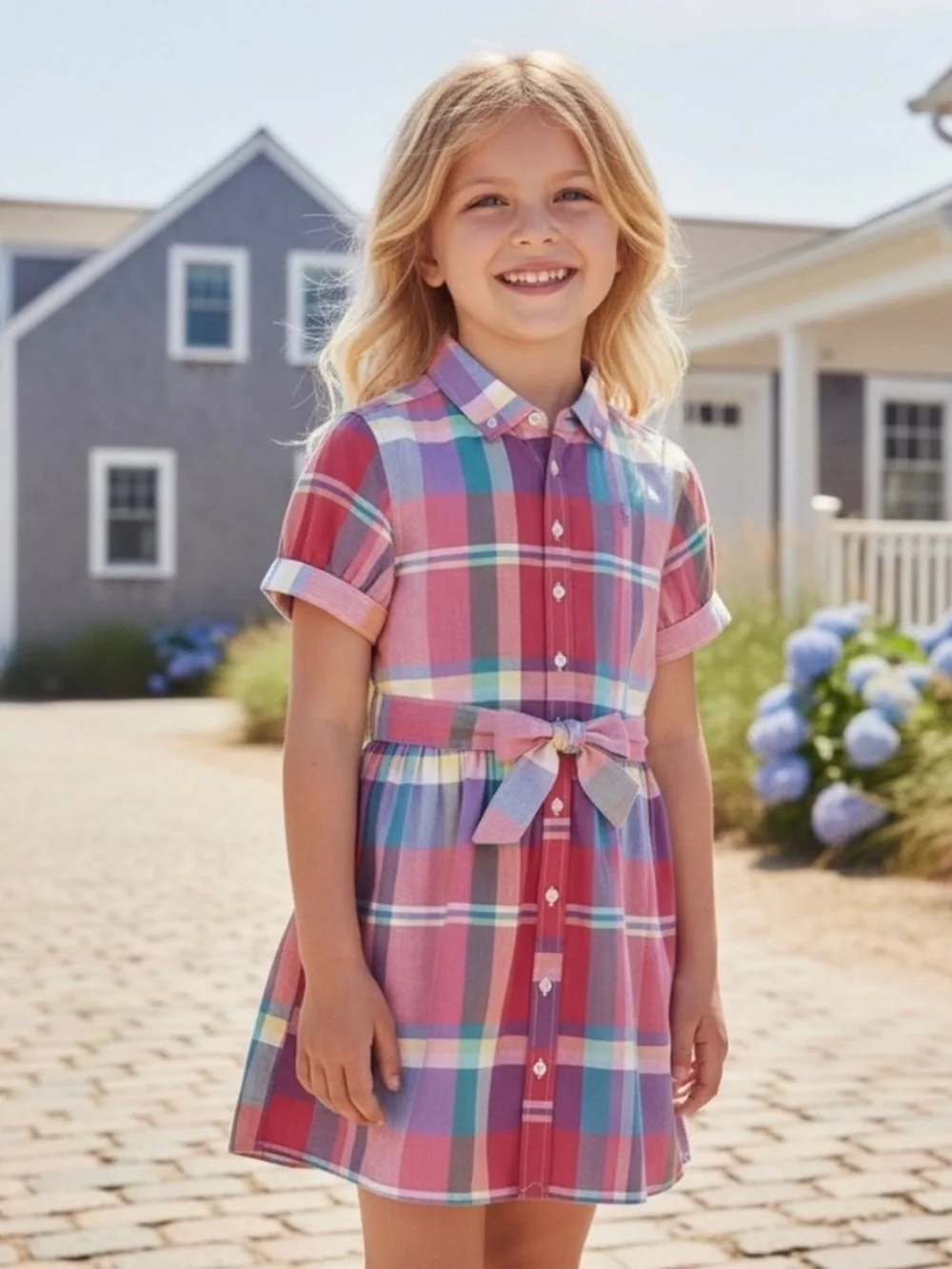 NWT Polo Ralph Lauren Cotton Madras Shirtdress Plaid Collared Tie Belt Size 6X