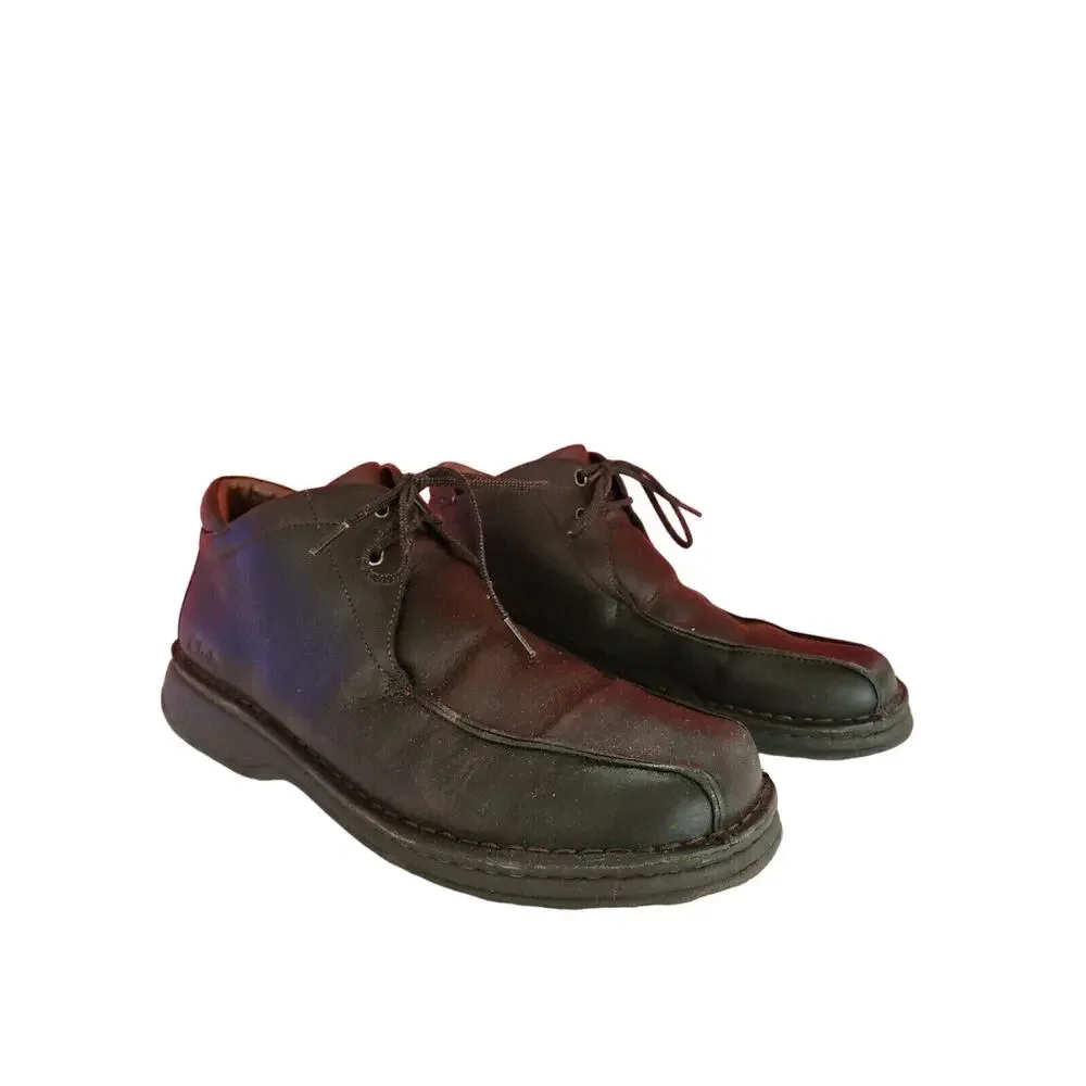 Clarks Active Air Men's Chukka Ankle Boots Sz 12w Leather Brown Bike Toe Mid Toe