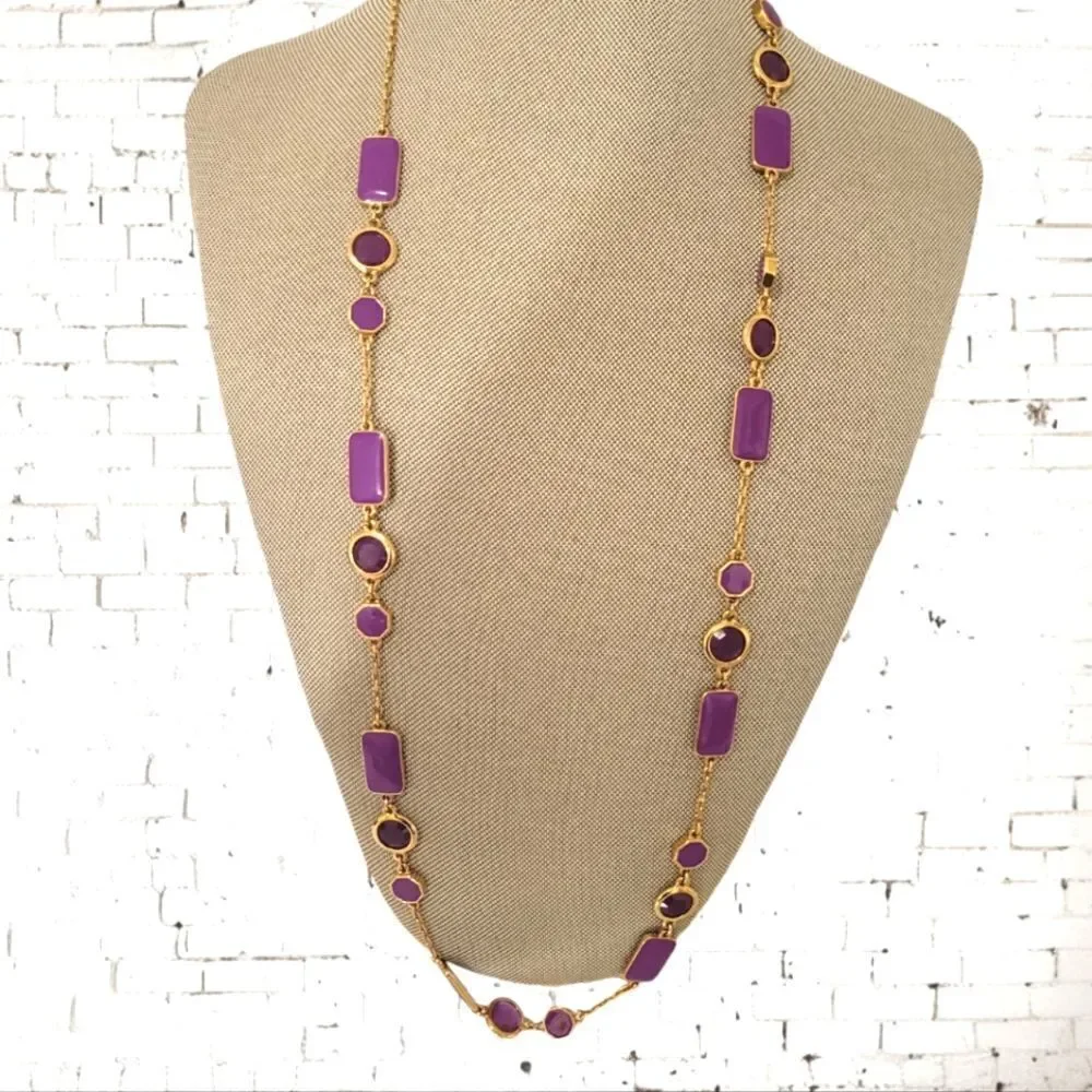 Kate Spade Long Station Scatter Necklace In Purple Enamel Glass