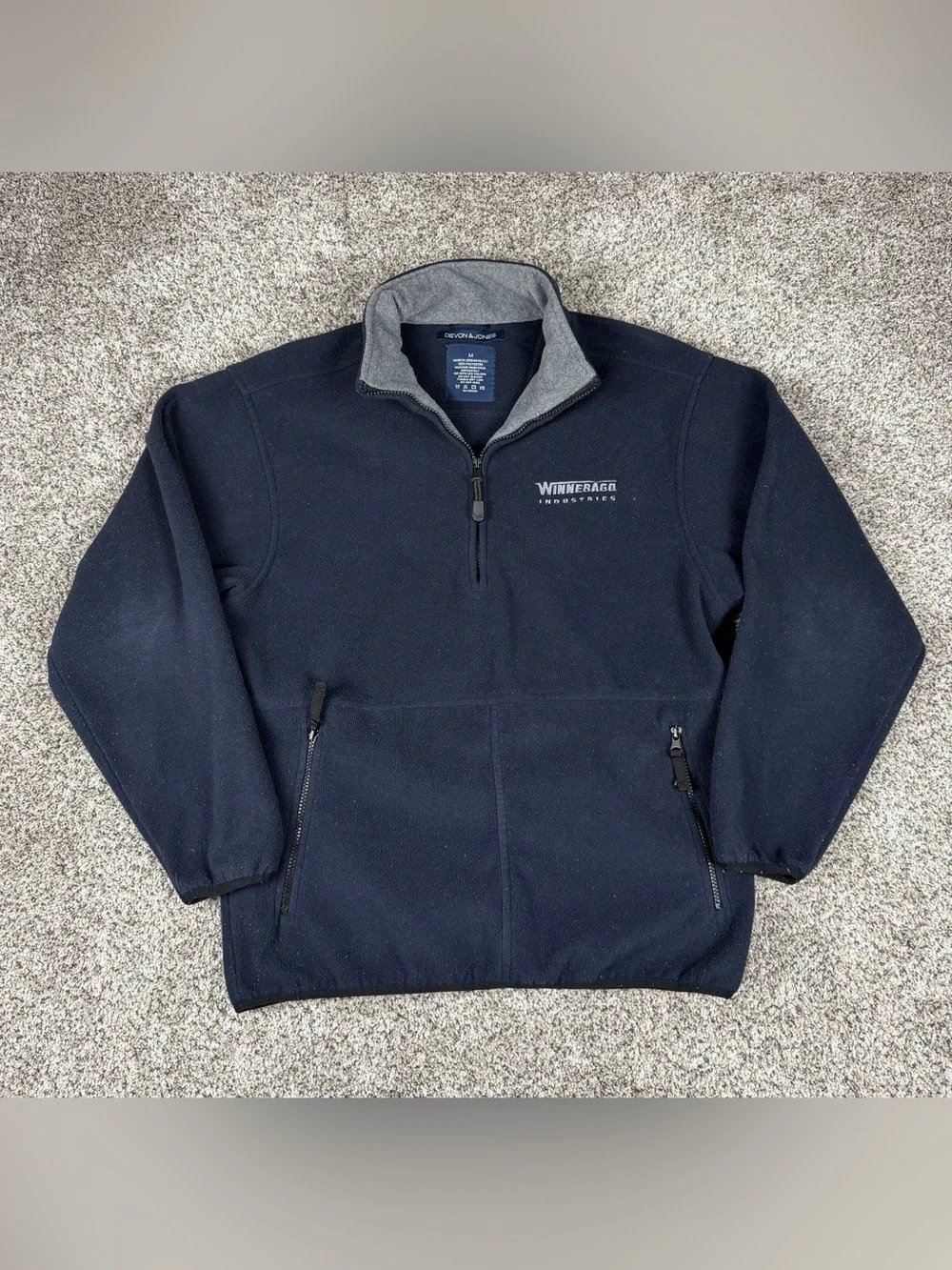 Sz Medium Mens Devon & Jones Winnebago Industries 1/4 Quarter Zip Fleece Sweater