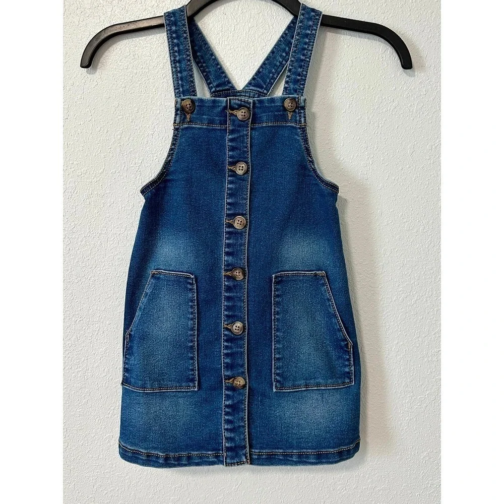 Wonder Nation Kids Denim Blue Jean Overall Dress Size 5T