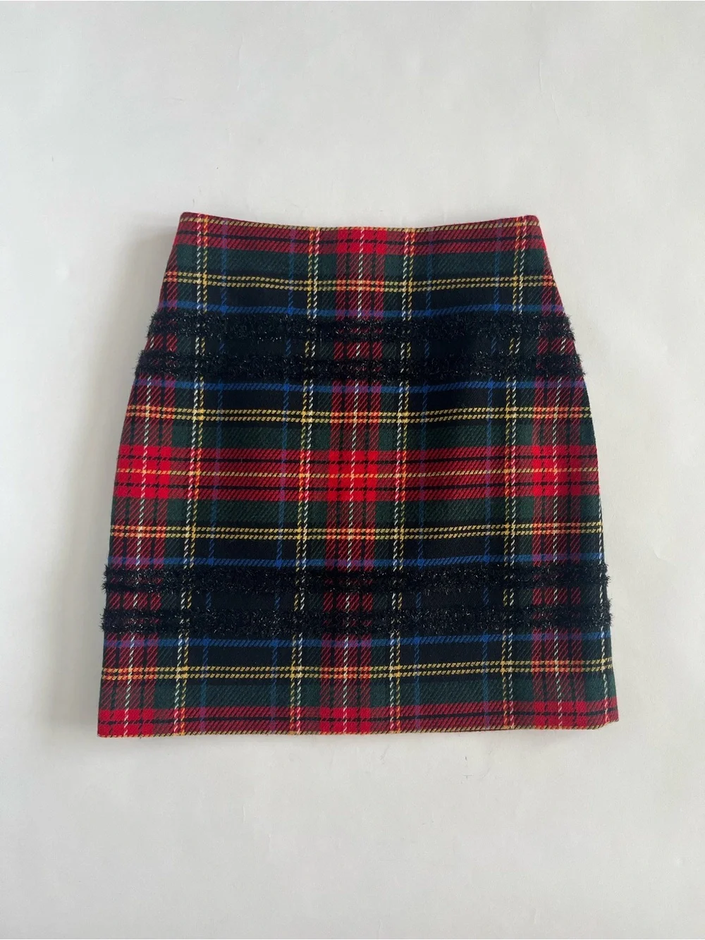 J. Crew Red Tartan Plaid Mini Skirt with Navy & Green