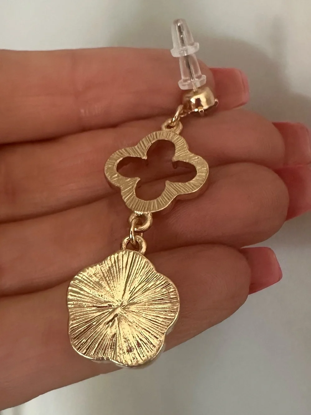 Gold-Tone Mother-of-Pearl Drop Earrings with Crystal Accents