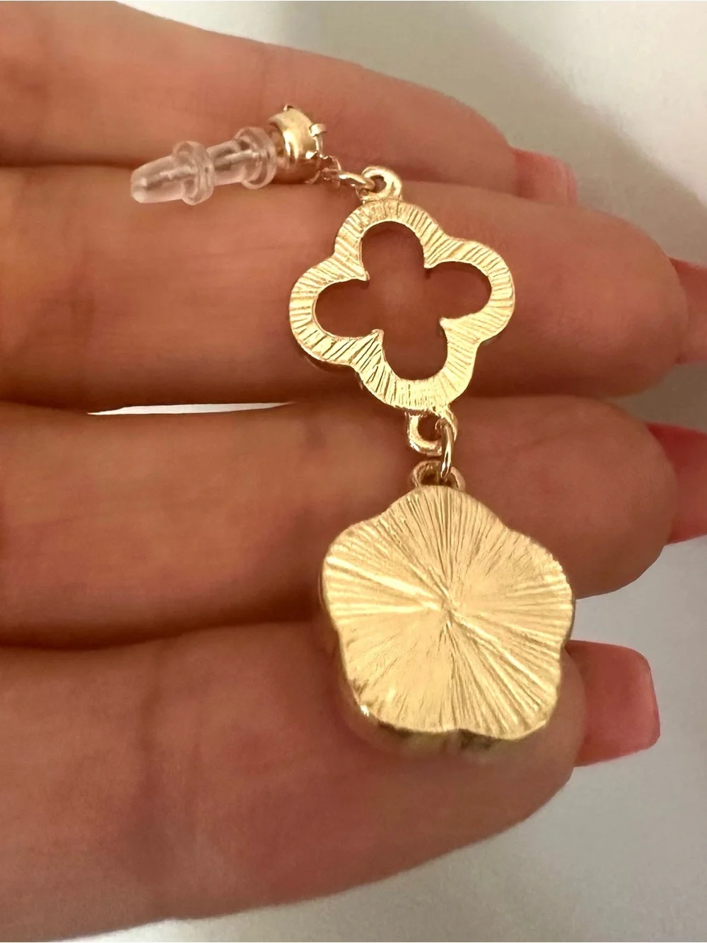 Gold-Tone Mother-of-Pearl Drop Earrings with Crystal Accents