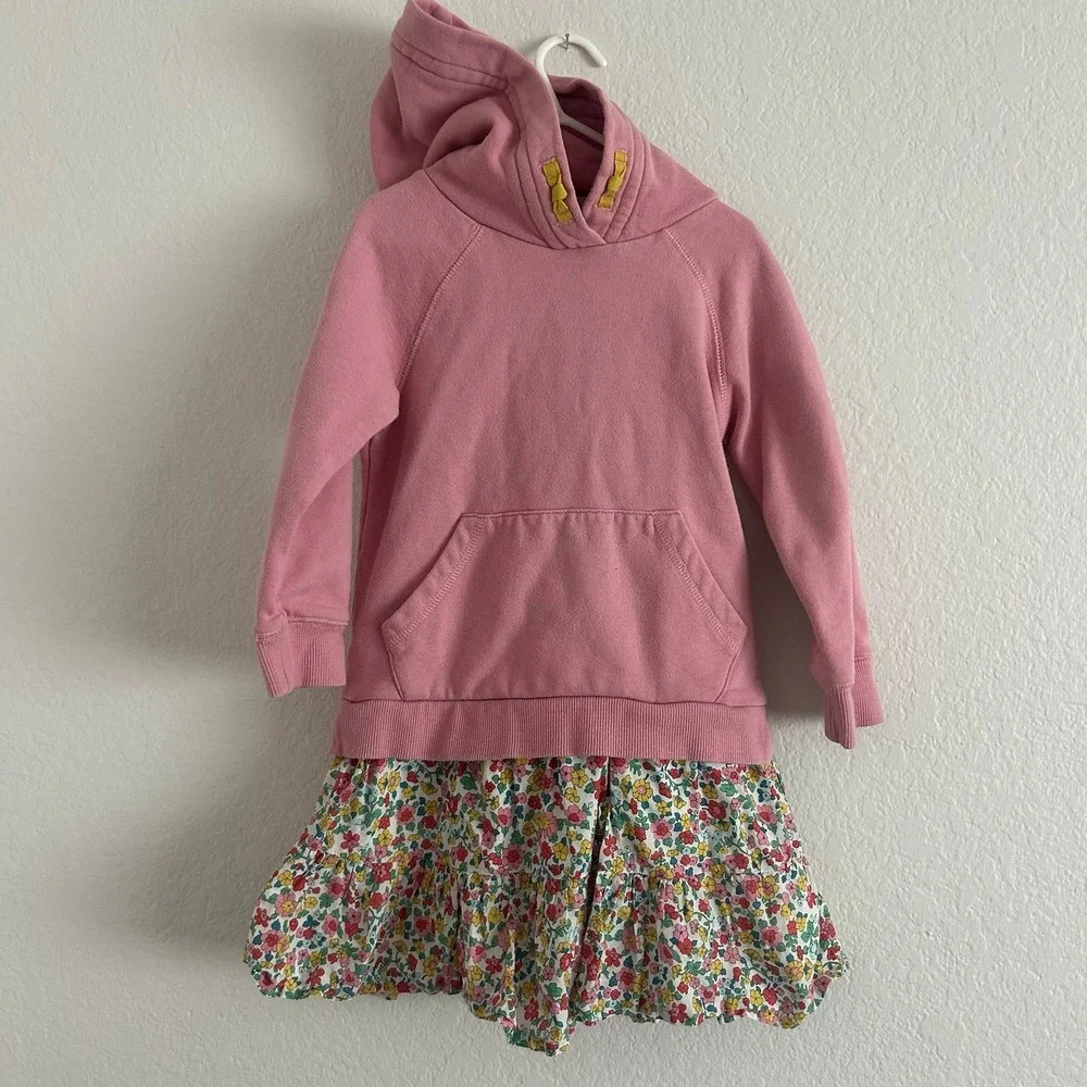 Boden Girls Hoodie Floral Dress 5-6Y