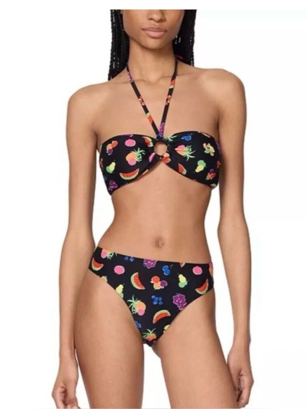 Kate Spade Fruits Bandeau Bikini Top & High-Cut Bottoms Swimsuit NWT Medium