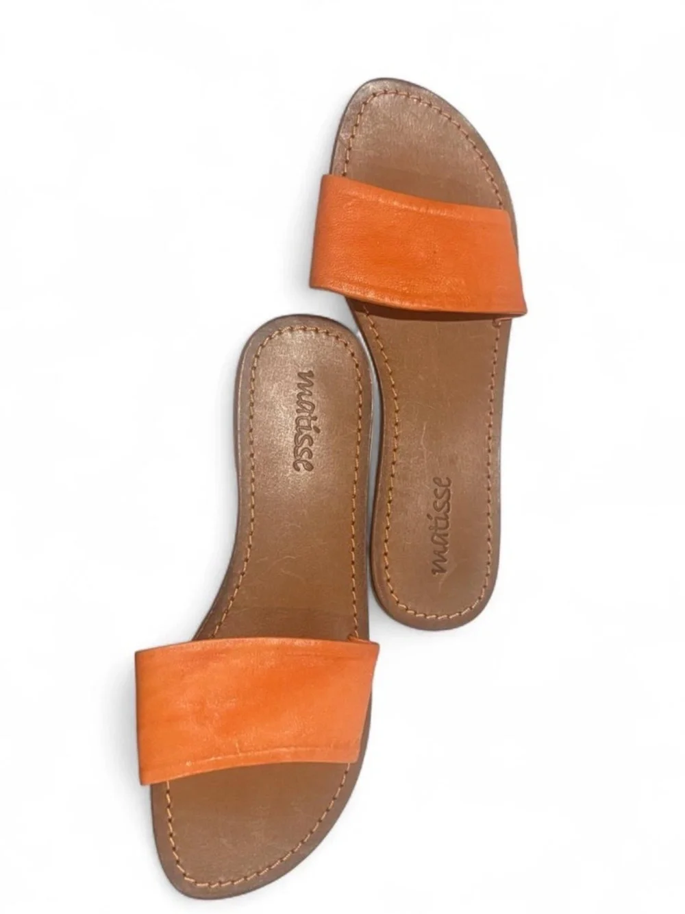 Matisse Orange Leather Slide Summer Sandals NWOT  - Size 7M