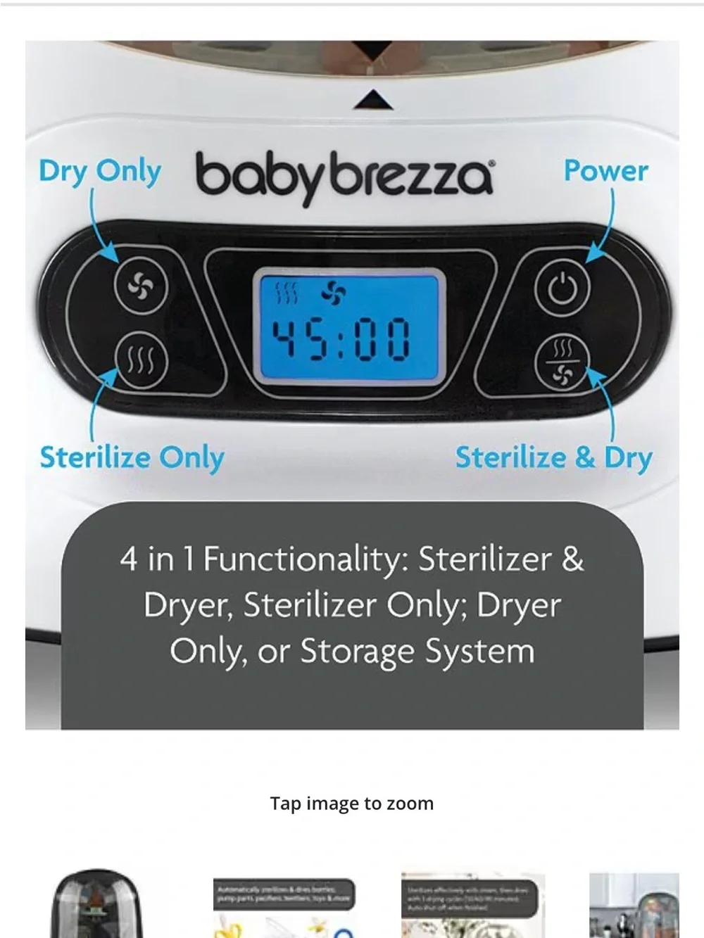 Baby Brezza White and Smoke Bottle Sterilizer and Dryer