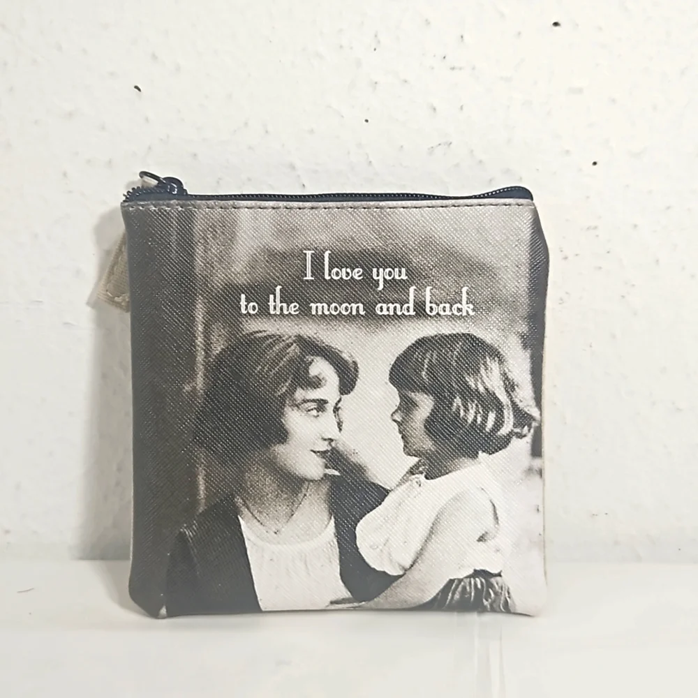 I love you to the moon and back mother & daughter coin or makeup mini pouch