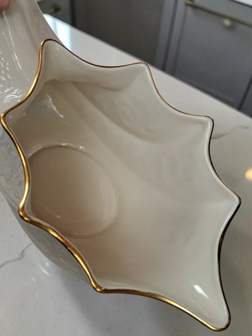 Lenox “Fruits of Life” Cornucopia – Fine Ivory China Centerpiece w/ Gold Trim
