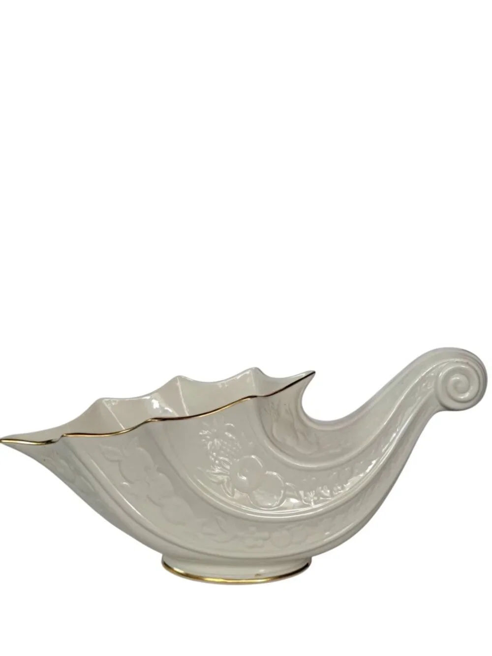 Lenox “Fruits of Life” Cornucopia – Fine Ivory China Centerpiece w/ Gold Trim