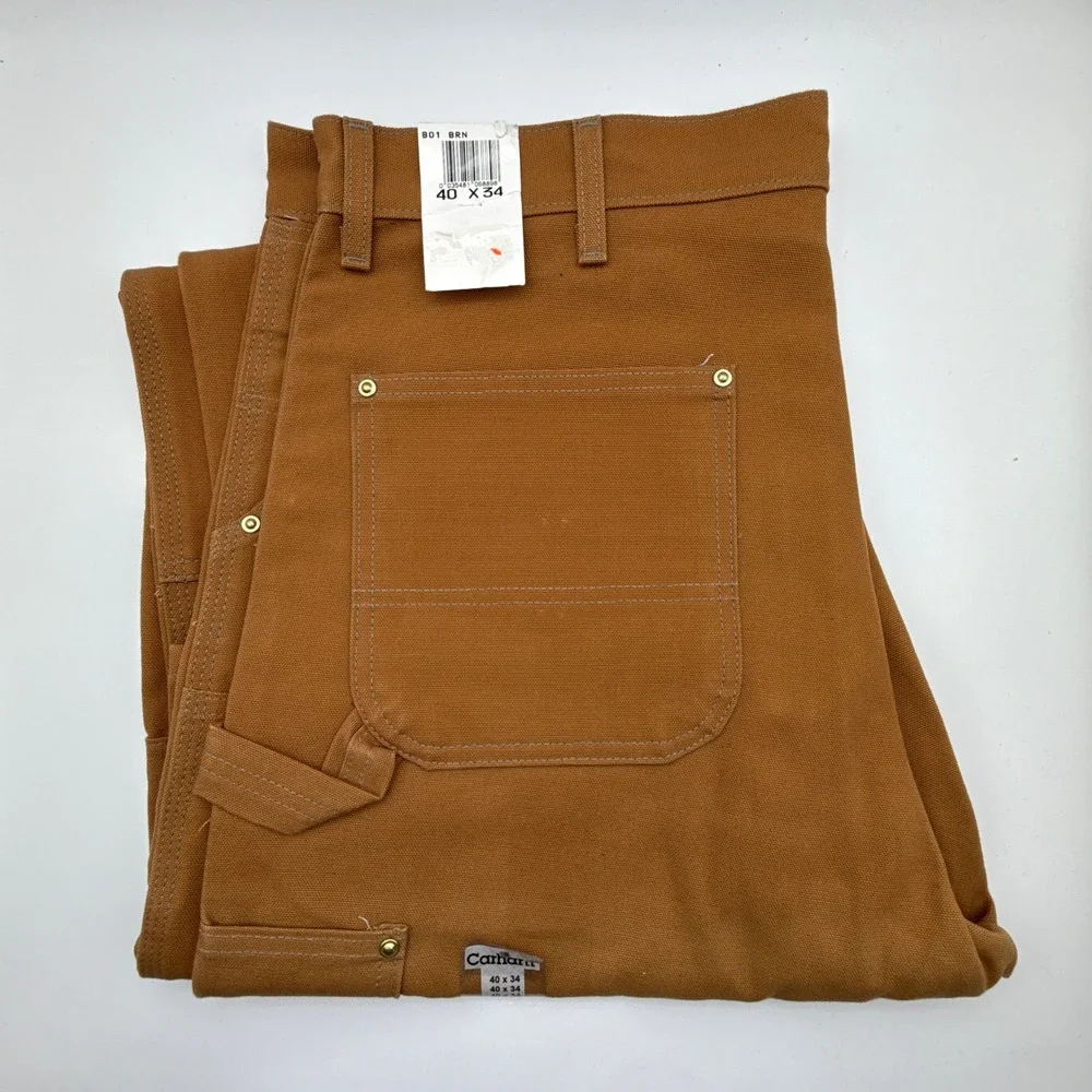Carhartt Firm‎ Duck Double Knee Work Dungaree Pants Mens 40X34 B01 BRN NWT NOS