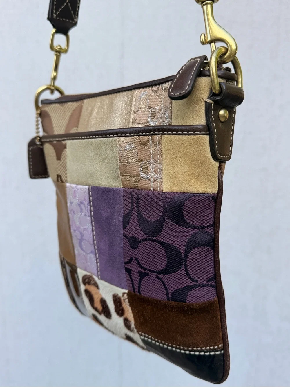 Authentic Coach patchwork crossbody satchel bag