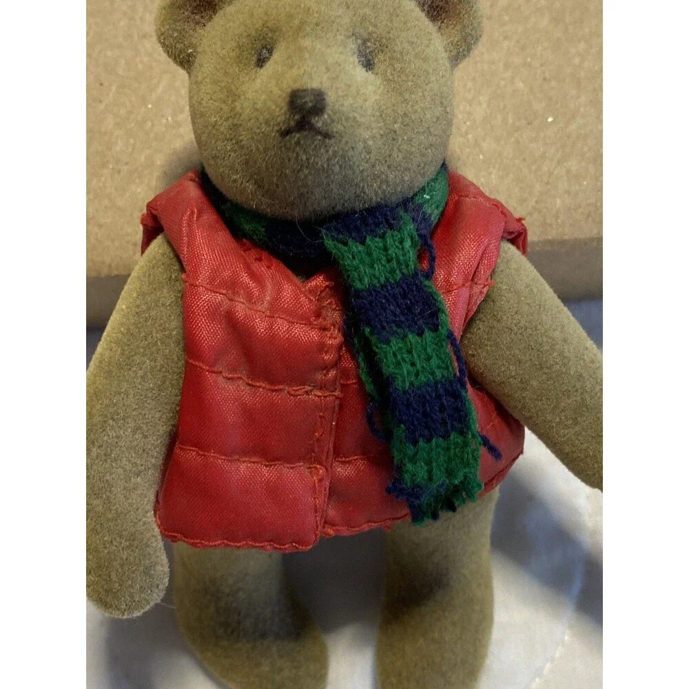 Gund Miniature Jointed Winter Teddy Bear Puffer Jacket Scarf Vintage HTF