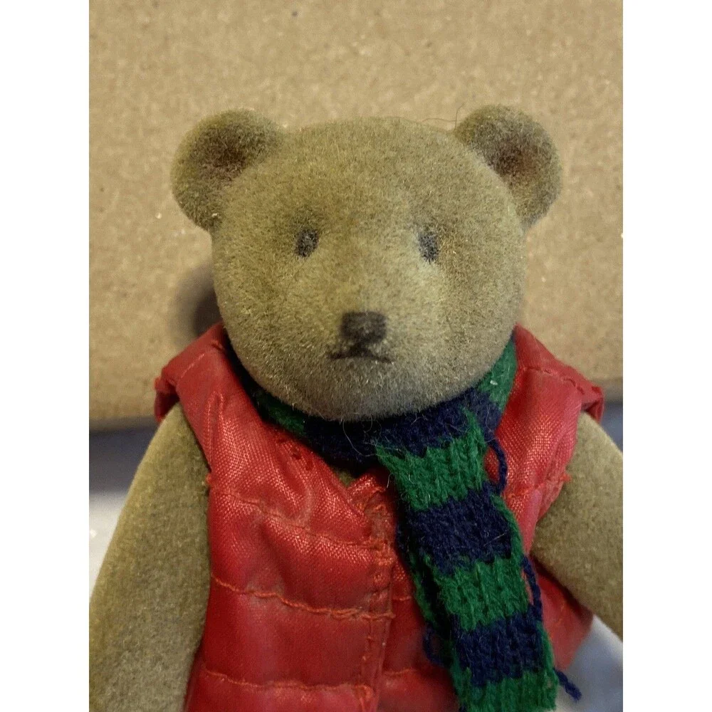 Gund Miniature Jointed Winter Teddy Bear Puffer Jacket Scarf Vintage HTF