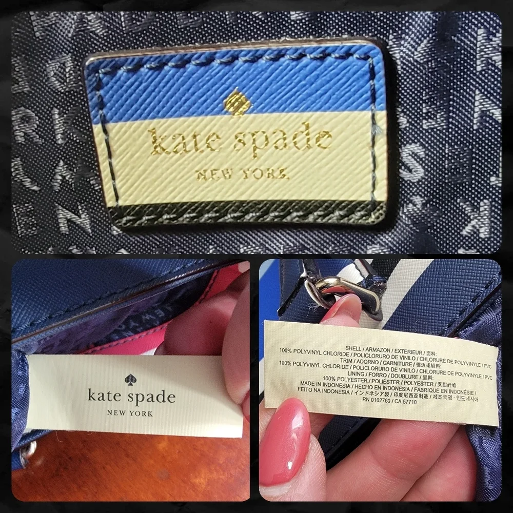 Kate Spade WKRU4294 Nautical Stripe Blue White Red PVC Tote Bag