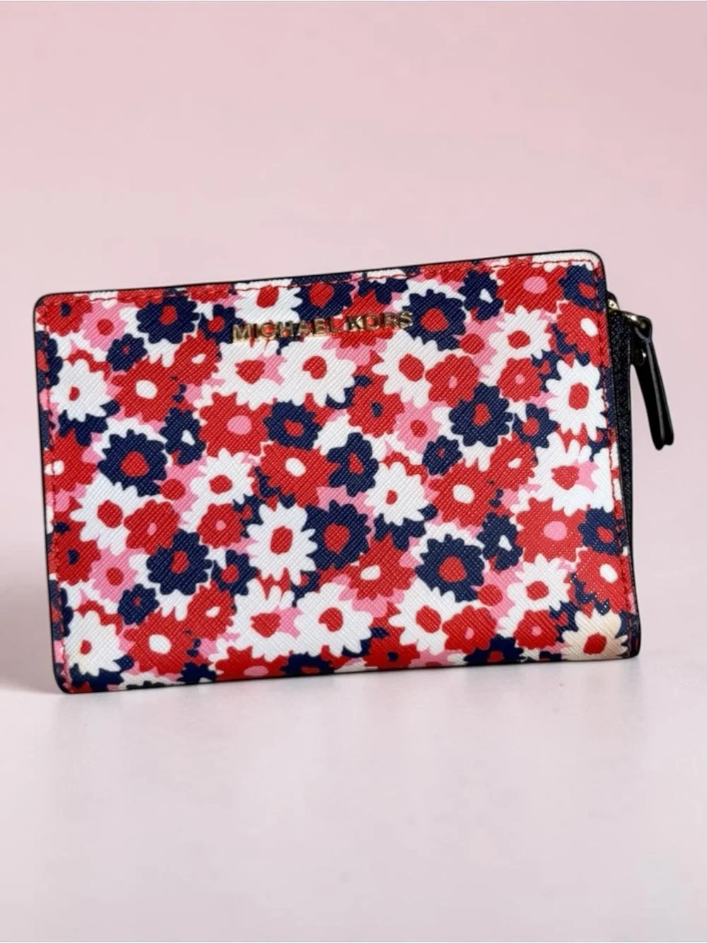 Michael Kors Red Floral Zip-Around Wallet