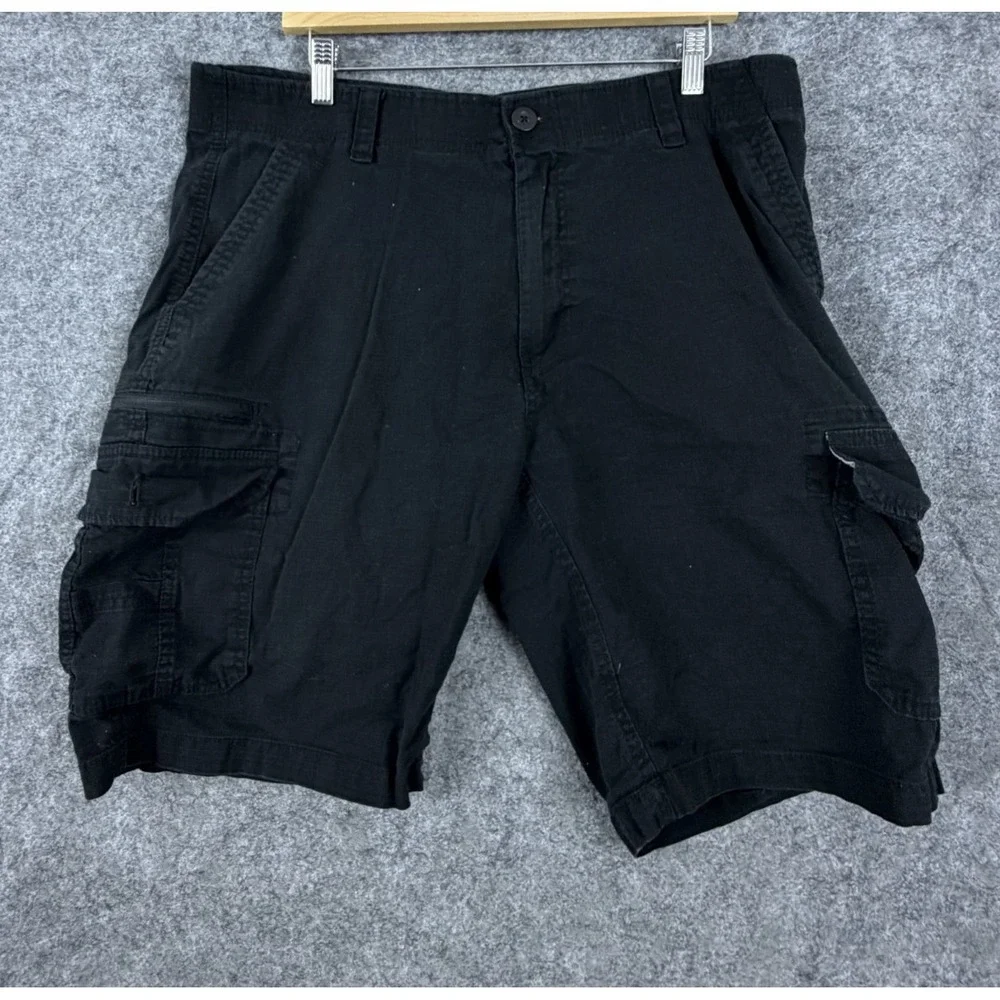 Wearfirst Cargo Shorts Men 38 Black Cotton Stretch Utility Pocket Hiking Outdoor