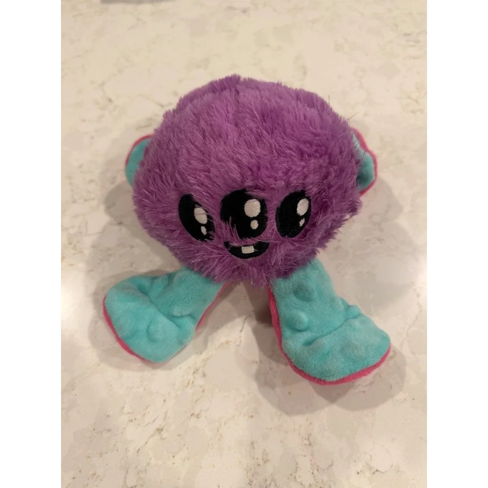 BarkBox Purple Three Eyed Monster Squeaky Plush Dog Toy‎ Teal Pink Accent
