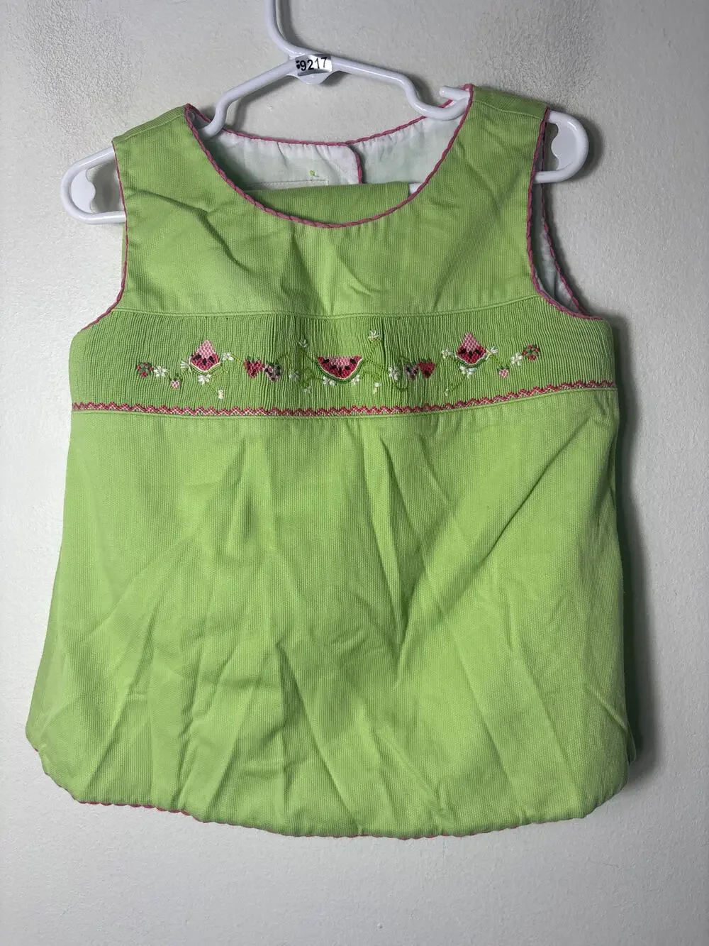 GIrls Vintage Amanda Remembered Lime green smocked top&pants set Sz 4