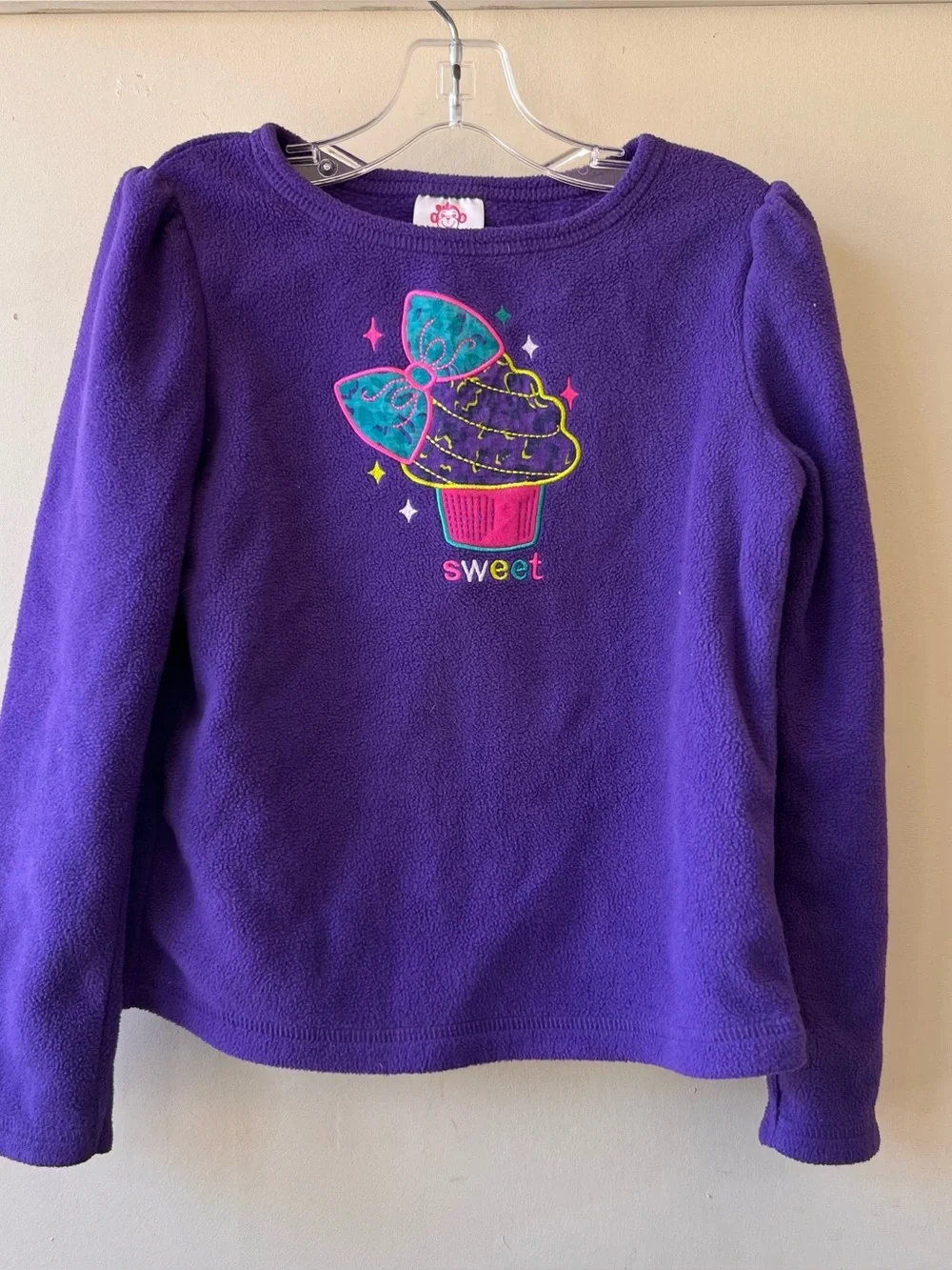 Kids Purple 'Sweet' Cupcake Fleece Top