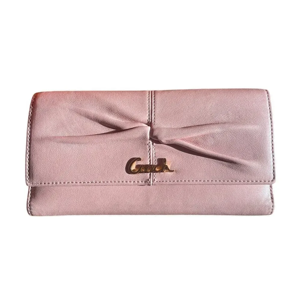 Pink Coach Soho Pleated Ashley leather tri-fold envelope wallet