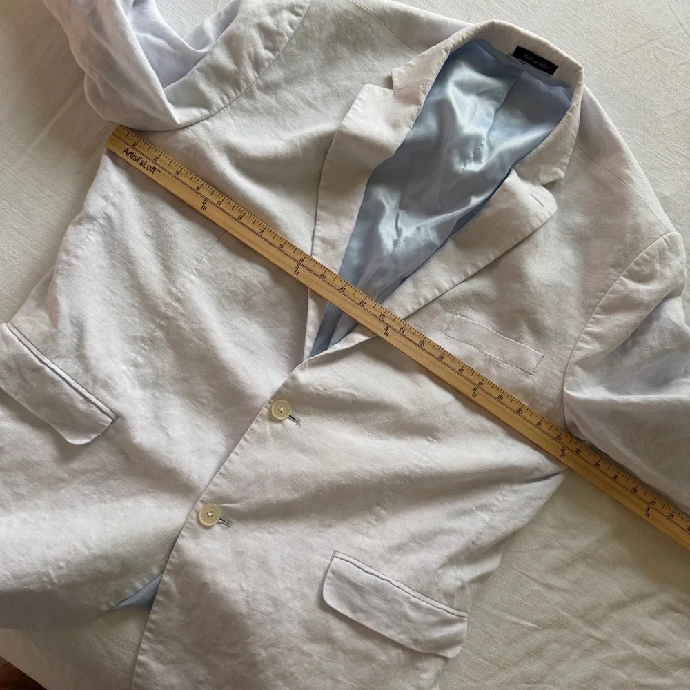 Lauren Ralph Lauren Light Blue Linen Blazer Sport Coat Jacket 48L