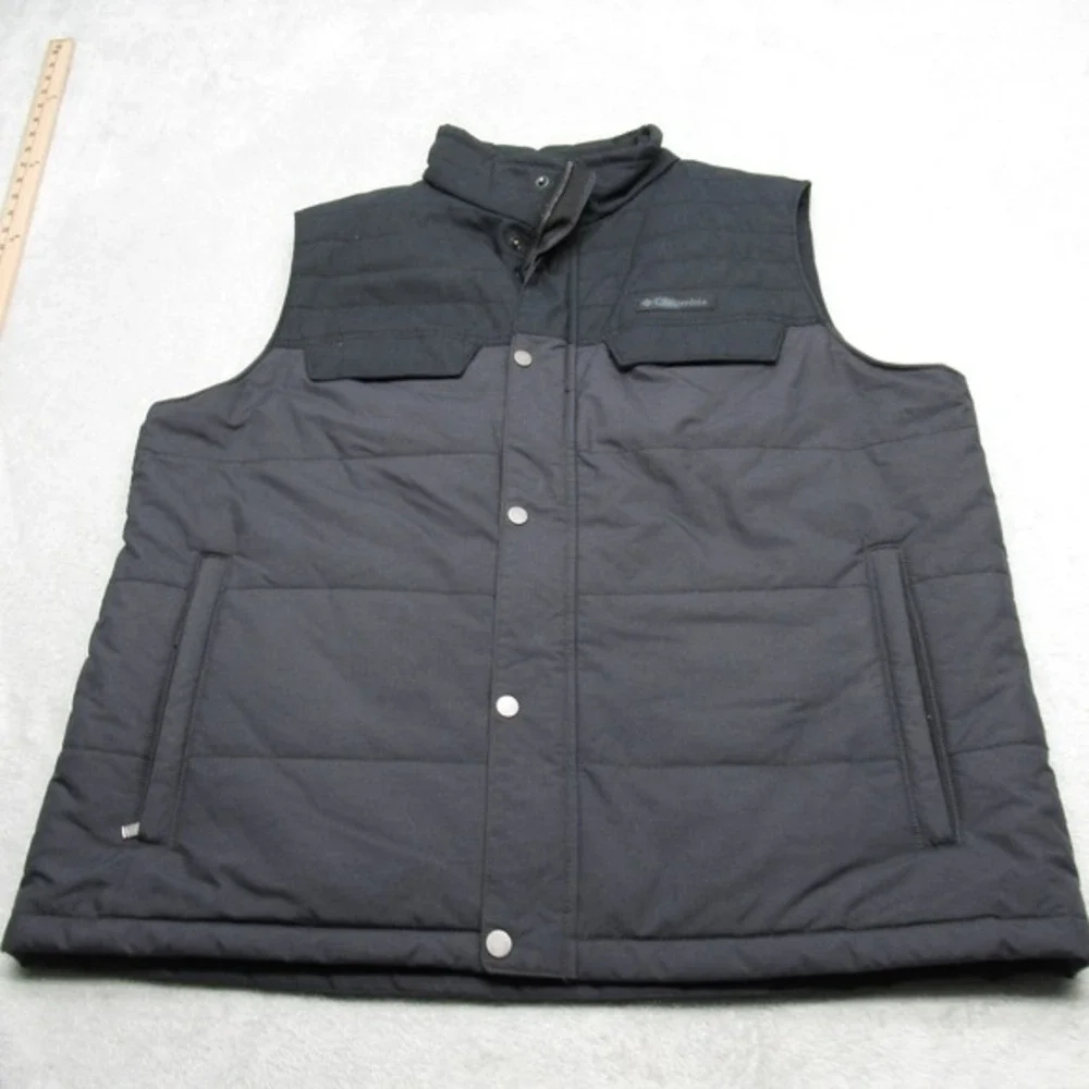 Columbia Hybrid Vest Mens XL Navy Blue Pockets Snap Zip Insulated‎ Hiking Puffer