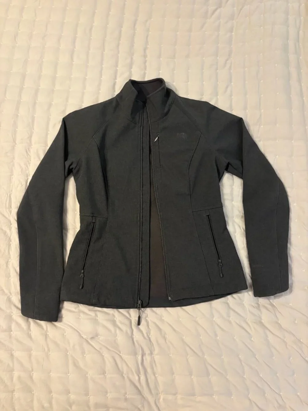 The North Face WindWall Soft Shell Fleece Lined Full Zip Jacket Gray Small