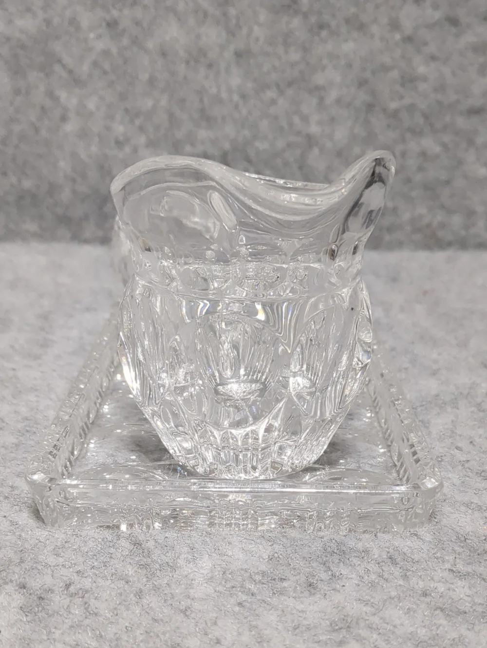 Beyer Bleikristall 3-piece sugar, creamer, and serving tray set Germany Crystal