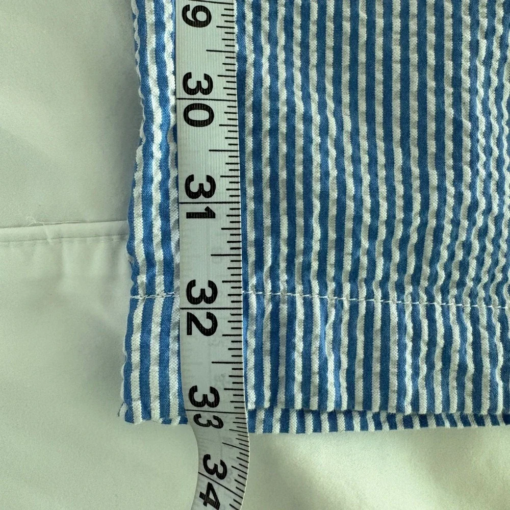 Brooks Brothers Milano Fit Seersucker Pants Mens 32x34 Blue White Striped Cotton