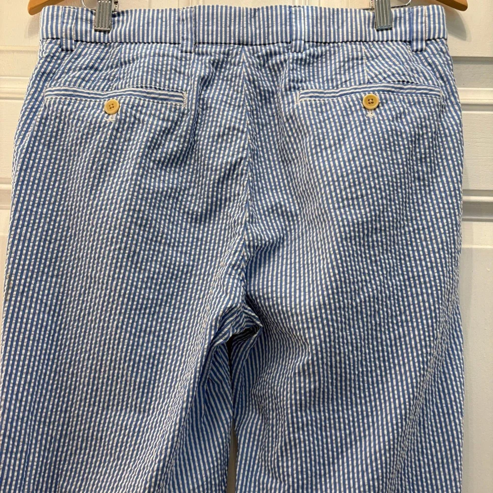 Brooks Brothers Milano Fit Seersucker Pants Mens 32x34 Blue White Striped Cotton